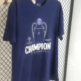 2025 PSG Royal blue CHAMPIONs High Quality Casual T-Shirt 宝蓝大杯白字