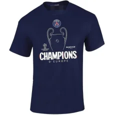 2025 PSG Royal blue CHAMPIONs High Quality Casual T-Shirt 宝蓝大杯白字