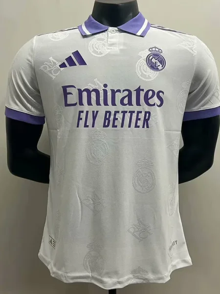25-26 RMA White Special Edition Player Version Training shirts (紫领)队标印