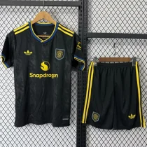 25-26 Man Utd Black Blue Kids Soccer Jersey