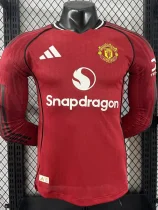 25-26 Man Utd Home Long Sleeve Player Version Soccer Jersey (长袖球员)