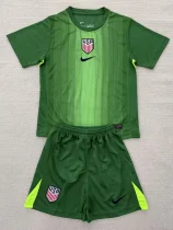 25-26 USA Green Goalkeeper Kids Soccer Jersey