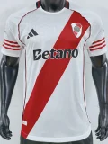 25-26 River Plate Home Player Version Soccer Jersey (双袖广告)
