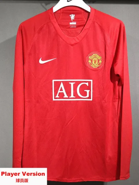 2007-2008 Man Utd Home Player Version 长袖球员 Long Sleeve Retro Soccer jersey