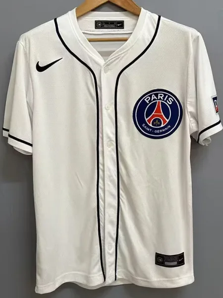 25-26 PSG White Casual Edition Baseball Jersey
