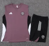 2025-26 Man Utd Grey purple Tank top and shorts suit #D25123