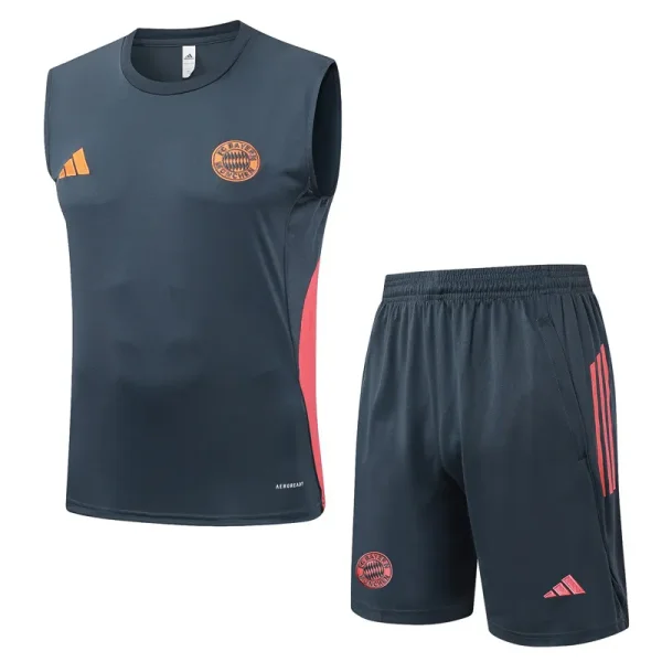 2025-26 Bayern Dark gray Tank top and shorts suit #D25142