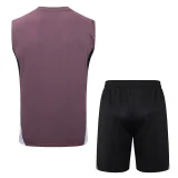 2025-26 Man Utd Grey purple Tank top and shorts suit #D25123