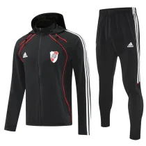 25-26 River Plate Black Hoodie Jacket Tracksuit