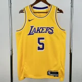 22-23 Lakers AYTON #5 Yellow Top Quality Hot Pressing NBA Jersey(圆领)