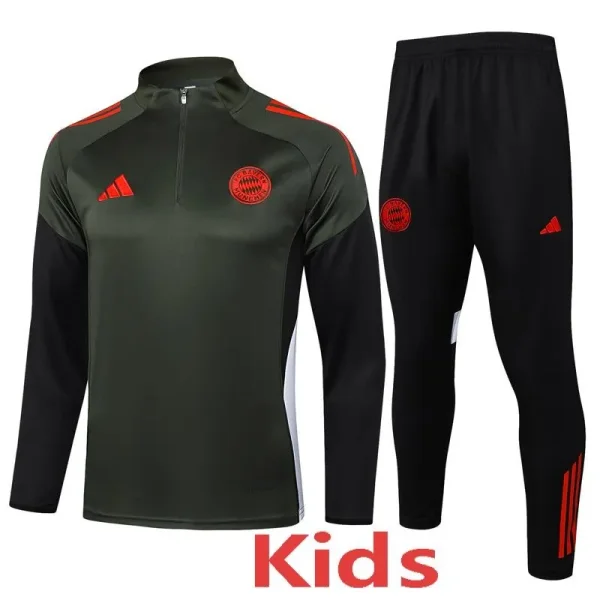 25-26 Bayern Dark green Kids Half Pull Tracksuit #E2546(童装)(半拉链)