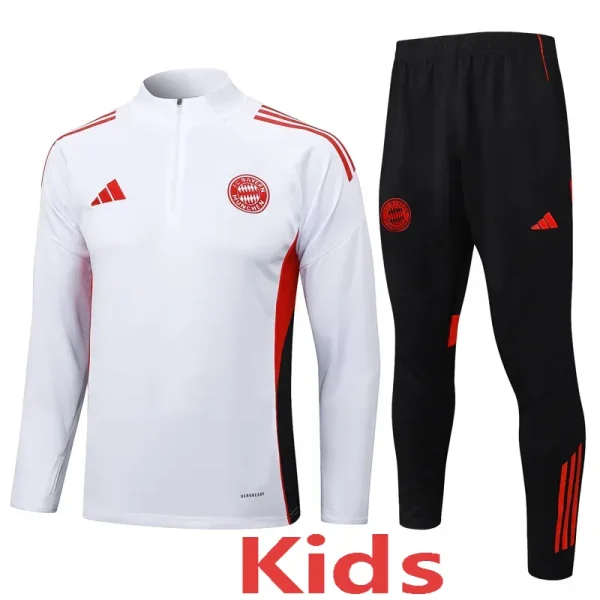 25-26 Bayern White Kids Half Pull Tracksuit #E2542(童装)(半拉链)
