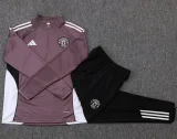 25-26 Man Utd Grey purple Kids Half Pull Tracksuit #E2589(童装)(半拉链)