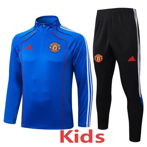25-26 Man Utd Fancy blue Kids Half Pull Tracksuit #E25102(童装)(半拉链)
