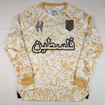 25-26 Palestina FC Yellow White Long Sleeve Training shirts (阿拉伯文)(长袖)