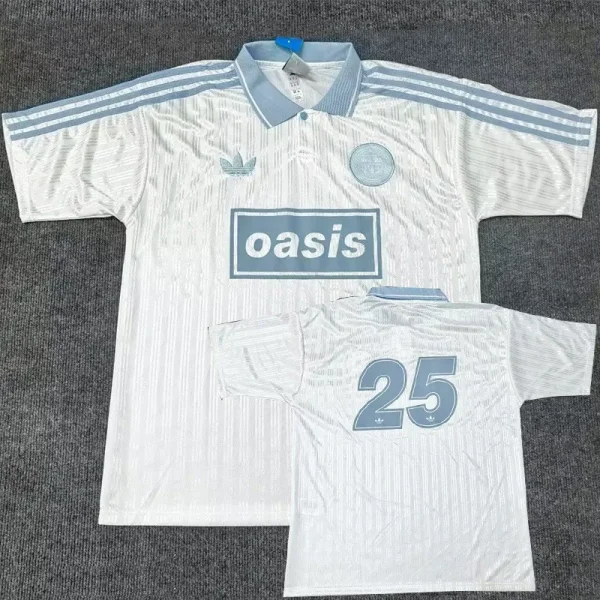 2025 Ad Oasis Joint Edition #25 White Polo Short Sleeve (浅蓝边)