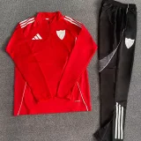 25-26 Sevilla Red Half Pull Tracksuit (Pants Have Pocket)(半拉链)