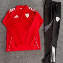 25-26 Sevilla Red Half Pull Tracksuit (Pants Have Pocket)(半拉链)