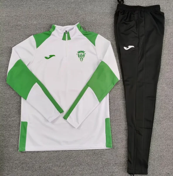 2025-26 Cordoba White Half Pull Tracksuit (Pants Have Pocket)(半拉链)