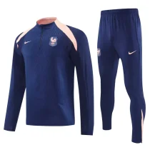 2025-26 France Royal Blue Half Pull Tracksuit (半拉链)