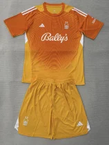 2025-26 Nottingham Forest Orange Goalkeeper Kids Soccer Jersey