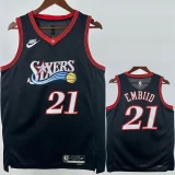 2025-26 76ERS EMBIID #21 Black Top Quality Hot Pressing NBA Jersey (V领)