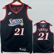 2025-26 76ERS EMBIID #21 Black Top Quality Hot Pressing NBA Jersey (V领)
