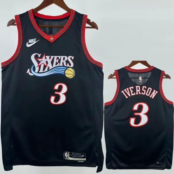 2025-26 76ERS IVERSON #3 Black Top Quality Hot Pressing NBA Jersey (V领)
