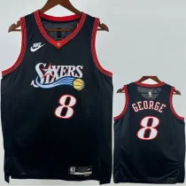 2025-26 76ERS GEORGE #8 Black Top Quality Hot Pressing NBA Jersey (V领)