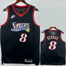 2025-26 76ERS GEORGE #8 Black Top Quality Hot Pressing NBA Jersey (V领)
