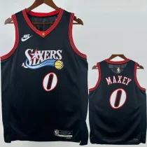 2025-26 76ERS MAXEY #0 Black Top Quality Hot Pressing NBA Jersey (V领)