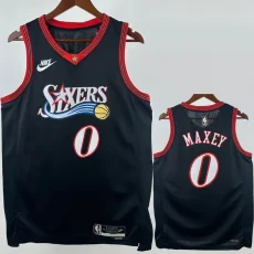 2025-26 76ERS MAXEY #0 Black Top Quality Hot Pressing NBA Jersey (V领)