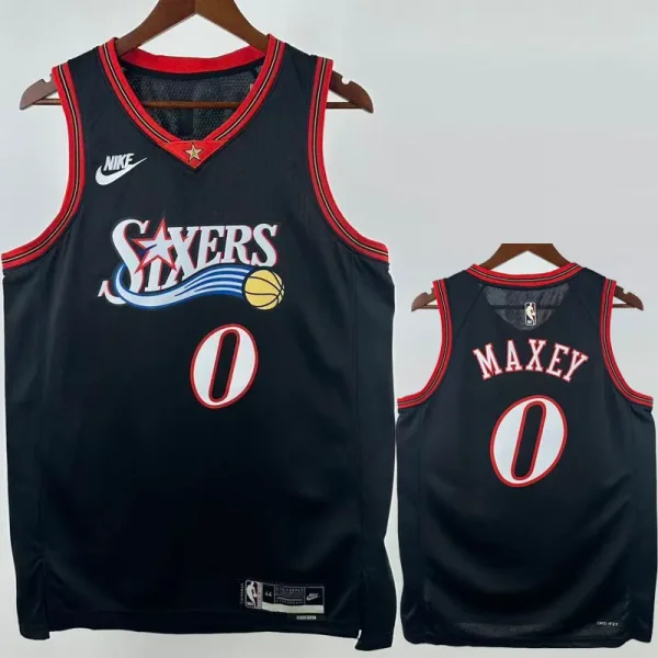 2025-26 76ERS MAXEY #0 Black Top Quality Hot Pressing NBA Jersey (V领)