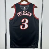 2025-26 76ERS IVERSON #3 Black Top Quality Hot Pressing NBA Jersey (V领)