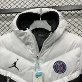 2025-26 CV003 PSG Jordan White Black Hooded Cotton Coat #棉衣