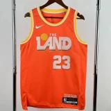 2025-26 Cleveland Cavaliers JAMES #23 Orange City Edition Top Quality Hot Pressing NBA Jersey