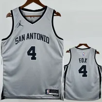 2025-26 SA Spurs FOX #4 Grey Top Quality Hot Pressing NBA Jersey
