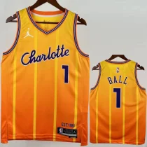2025-26 Hornets BALL #1 Orange City Edition Top Quality Hot Pressing NBA Jersey(V领)