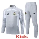 2025-26 RMA Grey white Kids Half Pull Tracksuit #E25182(童装)(半拉链)