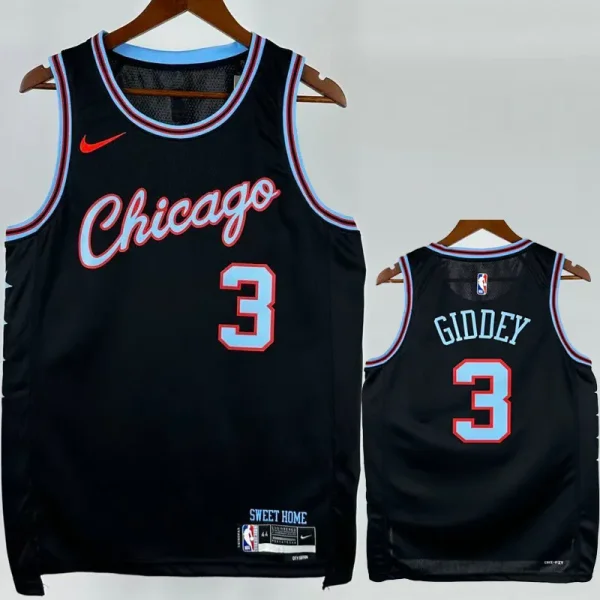 2025-26 BULLS GIDDEY #3 Black City Edition Top Quality Hot Pressing NBA Jersey
