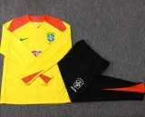 2025-26 Brazil Yellow Half Pull Tracksuit #B25134(半拉链)