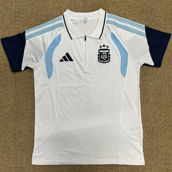26-27 Argentina White Polo Short Sleeve (半拉链)