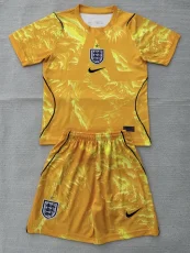 26-27 England Yellow Goalkeeper Kids Soccer Jersey
