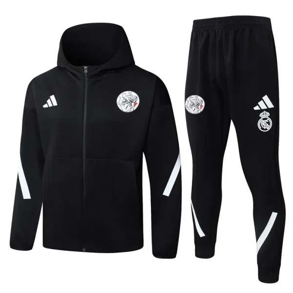 25-26 Ajax Black Hoodie Jacket Tracksuit #F639