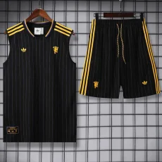 25-26 Man Utd Black Tank top and shorts suit