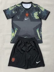 26-27 Netherlands Black Goalkeeper Kids Soccer Jersey