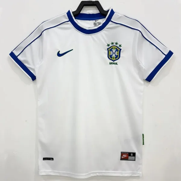1998 Brazil White Retro Soccer Jersey