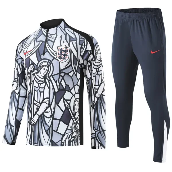 26-27 England White Half Pull Tracksuit (涂鸦半拉链)