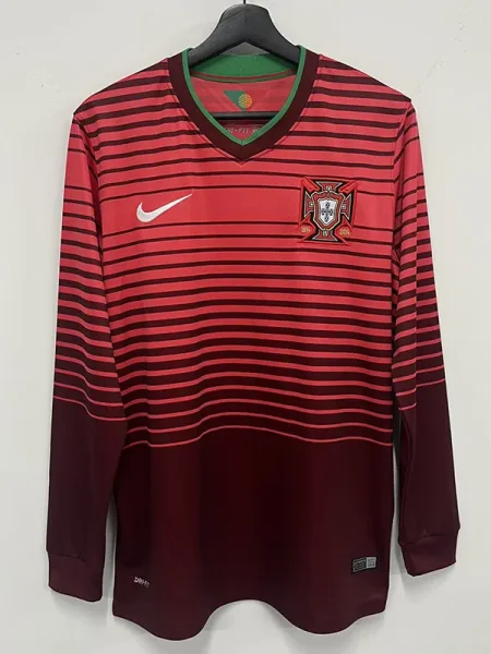 2014 Portugal Home Long Sleeve Retro Soccer Jersey (长袖)
