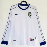 1998 Brazil White Long Sleeve Retro Soccer Jersey (长袖)